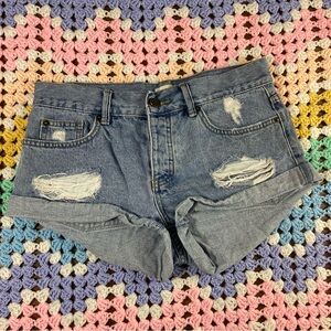 Amuse Society Blue Distressed Jean short Shorts daisy dukes booty 26